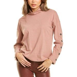 Madewell | Blush Pink Mock Neck Button Sleeve Top | size M